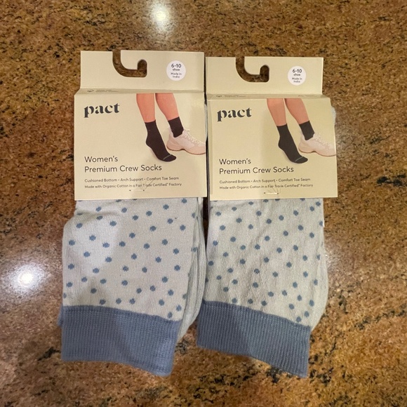 Pact Accessories - NEW! Pact Dotted Blue Premium Crew Socks Two Pair NWT! Retail: $24